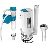 NANABIMIC 3-Inch Top Dual Flush Valve Repair Kit for One Piece Toilet | Fits 3.2"-3.6" Drain Holes, Includes Flush Valve,Push Button, Fill Valve,Compatible with Glacier Bay/Fluidmaster and More