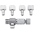 Tbest Harder Steenbeck Airbrush Quick Connect,Airbrush Quick Release Disconnect Adapter 1/8 in BSP Male and Female Connections Adapter with Adjustable Control Valve Airbrush Accessories