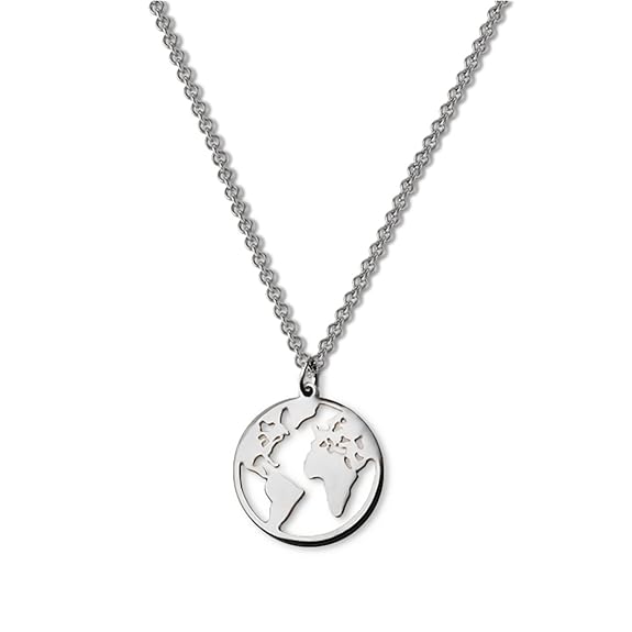 LUAMAYA Damen Halskette | Edelstahlketten mit verschiedenen Motiven in Gold, Silber und Roségold | Globus, Coins, Plättchen, 