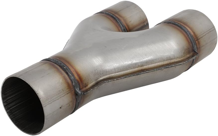 Exhaust Tip Stamped Y-Pipe 2.5" Diameter Single Inlet to 2.5" Diameter Dual Outlets 10" Length Stainless Steel Tail Pipe