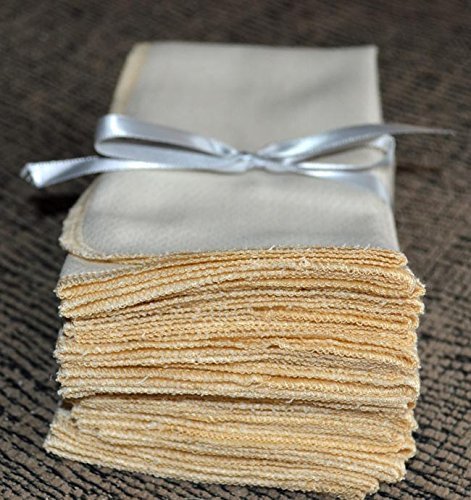 Paperless Towels, 1-Ply, Made from Organic Cotton Birdseye Fabric -14x14 inchs. Set of 10 in Natural - Thumbnail 4