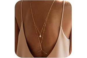MODRSA Gold Body Chain Jewelry for Women Back Necklace for Backless Dress Backdrop Pearl Rhinestone Belly Chain Waist Chains Bra Chains Lingerie Summer Bikini Bodychain Trendy Sexy Stomach Jewelry