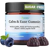 Dobel - Calm & Sleep Gummies for Adults | Calming Gummies with GABA, 5-HTP & Ashwagandha KSM-66, Sugar-Free, Vegan Bedtime Wind-Down Support, Natural Blueberry Flavor - 60 Gummies