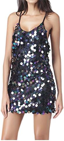 Womens Sequin Mermaid Plus Size Long Dress Spaghetti Strap V Neck Party Dress