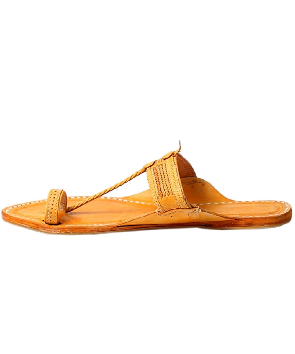 ekolhapuri handmade authentic genuine leather regular light yellow ladies kolhapuri chappal
