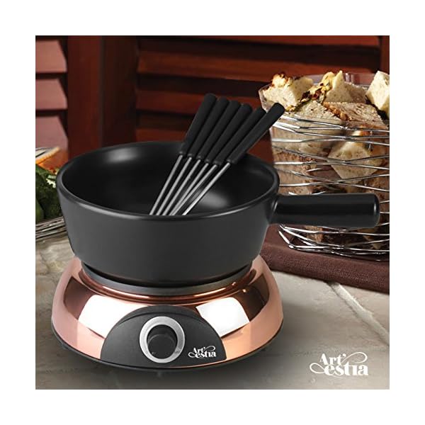 Artestia 2QT Electric Fondue Pot for Chocolate Cheese, 1500W Oil