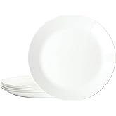 Gibson Home Ultra Round 6 Pieces 10 Inch Opal Glass Crack and Chip Resistant Dishes, Lightweight Round Dinnerware Set Plates, Microwave & Dishwasher Safe
