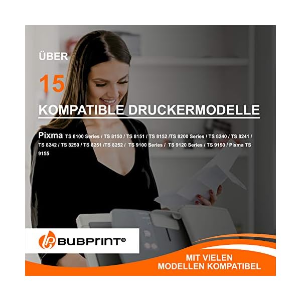 Bubprint 6 Druckerpatronen kompatibel als Ersatz für Canon PGI-580 CLI-581 XL Pixma TS8100 TS8150 TS8151 TS8152 TS8200 TS8250 TS8251 TS8252 TS8350 TS8351 TS8352 TS 9120 9150 9155 mit Fotoblau – Bild 3