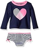 Osh Kosh Baby Girls' Heart Long Sleeve Rash Guard Set, Navy, 18 Months