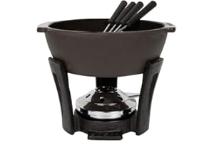 Boska Cheese Fondue Party Set - Black Cast Iron Fondue Pot for Cheese, Meat, and Chocolate - Suitable for Every Stove - Wedding Registry Items for up to 4 Persons