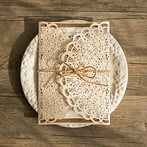JinSu Invitation Cards Kits, 10PCs Party Invitation Cards with Printable Paper and Envelopes for Wedding Marriage Anniversary Bridal Bride Shower Party, Business Activities and More (Light Gold)