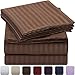 Mellanni Striped Bed Sheet Set - 4 Piece (Queen, Brown)