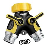 Homitt Hose Splitter, Garden Hose Splitter, Y Hose Connector, Heavy Duty Metal Body with Comfortable Rubberized Grip, Support 0.8Mpa Water Press, Easy to Open Valves Garden Hose Splitter for Easy Life