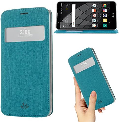 LG G5 case Premium Leather PU Flip Wallet Case with View Window Stand Kickstand Card Holder Magnetic Closure TPU bumper full cover slim Leather Case for LG G5 (Blue)