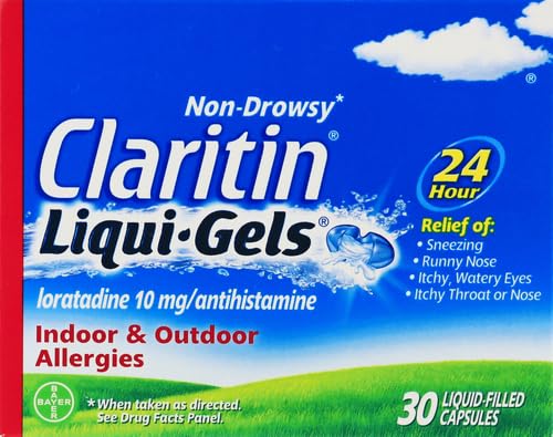 Claritin Liqui-Gels 24 Hour Allergy Relief, Non-Drowsy Allergy Medicine, Loratadine Antihistamine Capsules, 30 Count