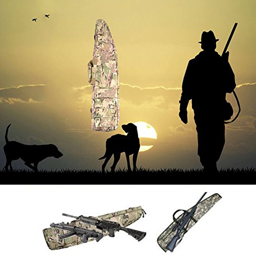 Luvodi Tactical Rifles Case Bags 48 inch Carbine Pistol Carrying Case Foam Padded Gun Storage Bag with Shoulder Strap 4 Accessory Pouch-Camouflage