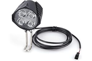 36V/48V LED E-Bike Front Headlight With CAN Protocol SM 2-Pin Connector Fit For Bafang BBS01/BBS02/HD Mid-Drive Motor, Electr