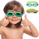 Kids Swim Goggles || Swimming Goggles for Kids (Age 2-8 years old) with Fun Car Hardcase for Easy Transportation || Cushioned Frames || Anti Fog Lenses || UV Protection ||