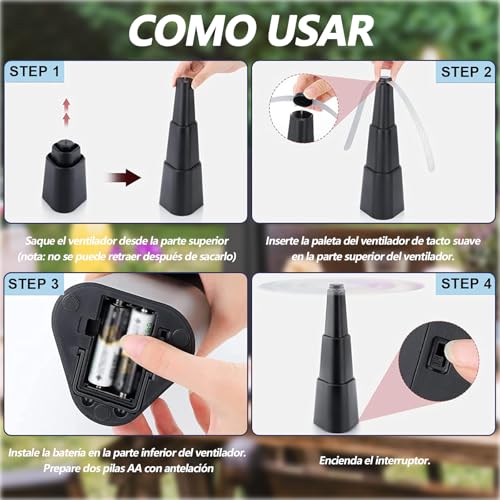 ZHBDFMS Paquete de 4 Ventiladores repelentes de Moscas, Ventilador para Matar Moscas de Mesa, Ventilador Repelente de Insectos sin químicos, repele Moscas, Avispas, Abejas, para Picnic, Patio
