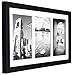Golden State Art, 8.5x16.3 Black Wood Frame - White Mat for Three 5x7 Pictures - Sawtooth Hangers- Swivel Tabs - Wall Mounting - Landscape/Portrait - Real Glass - Collage Frame, Wood - Black With White Mat