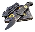 TEK Tactical Edge Knives: Spring Assisted Opening DON'T TREAD ON ME Folding Rescue Blade Pocket Knife - Black Aluminum Handles - Seat Belt Cutter - Glass Window Breaker - NEW
