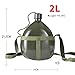 BlueSunshine Military Style Canteen, 1/1.5/2/2.5/3L Full Military Aluminium Water Canteen Reinforced Nylon Belt Holster-Portable Hiking Camping Outdoor Water/Wine Bottles (Army Green)