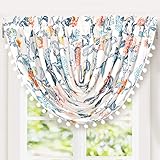 DriftAway Ada Sketch Waterfall Botanical Flower Floral Leaf Print Thermal Insulated Window Curtain Swag Valance Rod Pocket 52 Inch by 18 Inch Plus 2 Inch Header Multi