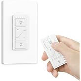 Taoellen Dimmer Switch, Remote Light Switch with Alexa Wireless Control | Single Pole Wireless Switch for Dimmable LED/CFL/Incandescent Light, 6-Level Brightness Adjustment, Bluetooth Voice Control