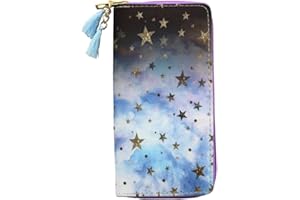 Timlee Cute Girls Long Wallets Long Purse Blue galaxy Star Wallet for Teen Girls Christmas Gift(Purple star 0115)