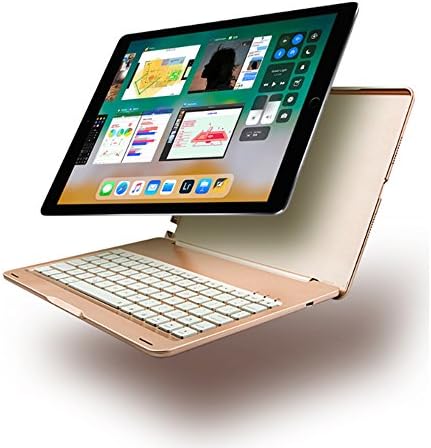 HIOTECH iPad Pro 10.5 Keyboard Case Bluetooth Aluminum Alloy Keypad Cover for iPad Pro 10.5 with 7 LED Backlit Keys (Gold)