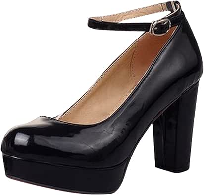 Amazon.com | Latasa Women's Cute Ankle-Strap Platform Chunky High-Heel Dress Pumps Shoes | Pumps