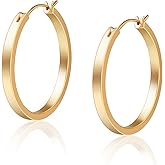 Gold Plated Hoop Earrings, Silver/Gold Lightweight Hypoallergenic Hoops Earrings for Women, Size: 32mm
