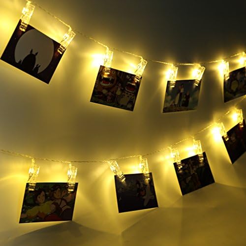 LED Photo Clips String Lights Battery Powered 10FT 20 Clips Lights Winkle Fairy Lights Warm White