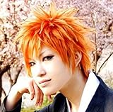 NEW Kurosaki Ichigo Bleach Orange Anime Short Cosplay Wig + Free Wig Cap