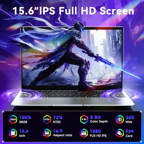 XWU 15.6 Inch Laptop, 4425Y Processor, 4GB RAM, 128GB SSD, 1920x1080 Full HD 100% sRGB, Wi-Fi 5 Dual Band, Bluetooth 5.0