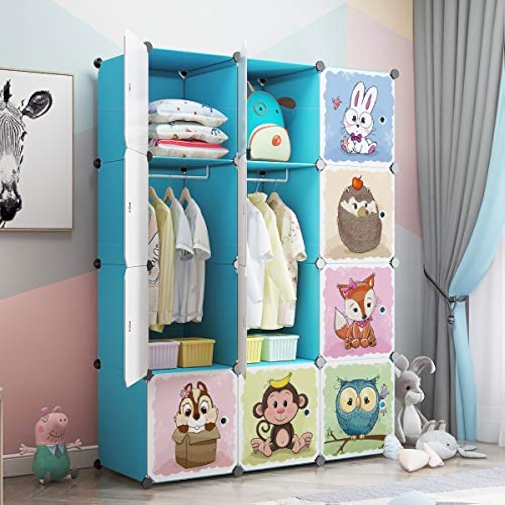 KOUSI Kids Closet Systems Dresser Portable Wardrobe Children Bedroom