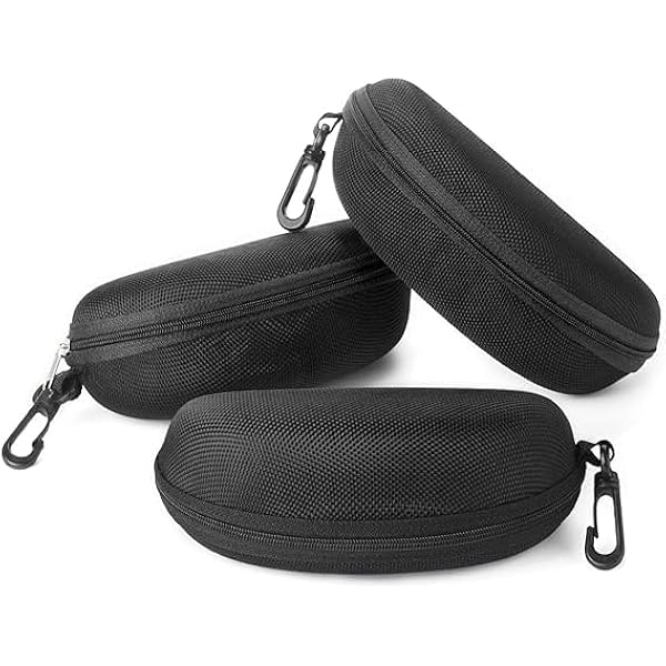 Pack 3 Fundas Rígidas Denim Para Gafas - Con Cremallera, Gancho Mosquetón Y Forro EVA, Viaje Y Deporte