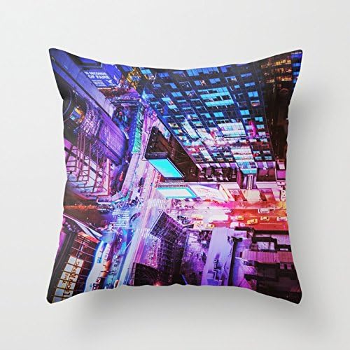 UOOPOO New York City Blade Runner Cotton Canvas Pillow Case 16 x 16 Inches Square Happy New Year Cushion Cover for Sofa Print One Side