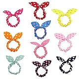 Leegoal Cute Womens Dot Rabbit Ear Hair Bow Tie Bands Chiffon Ponytail Holder,Multicolor