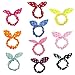 ReNext Cute Womens Dot Rabbit Ear Hair Bow Tie Bands Chiffon Ponytail Holder, Multicolor