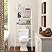 Liusin 3 Tier Bathroom Over The Toilet Organizer Shelf Space Saver Storage Cabinet Tower Toilet Shelf Organizer Stand Metal Frame Study Waterproof with 2 Hooks - 22.05 X 9.84 X 59.45inch (White)
