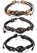 ORAZIO 3PCS Leather Bracelet for Men and Women Braided Cuff Bangle Size Adjustable 7-10 Inches