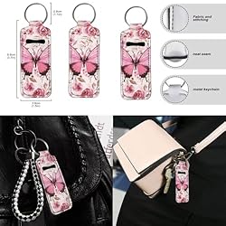 Coldinair Pink Butterfly Chapstick Holder Floral
