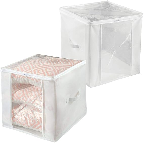 mDesign Set of 2 Storage Cubes Wardrobe Foldable Storage Zipper Cubes