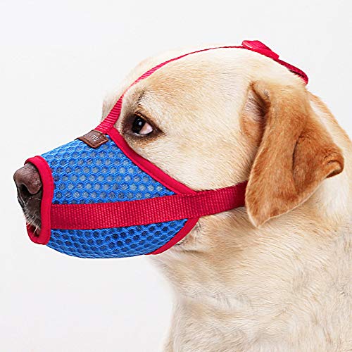Rantow Breathable Mesh Pet Dog Muzzle - Anti Biting Barking Screaming Prevent Accidental Eating - Small Medium Large Dogs Adjustable Mouth Cover (L) - Thumbnail 3