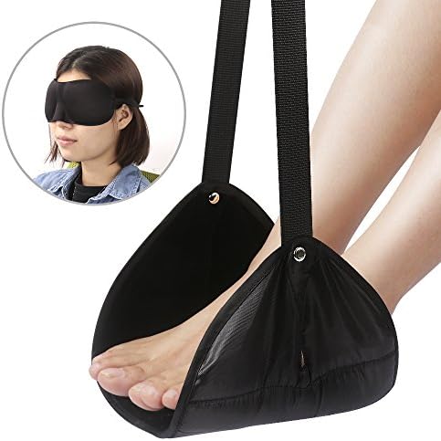Foot Hammock, Sahara Sailor Portable Adjustable Flight Carry-on Foot Rest Travel Accessories Office Working Desk Home Footrest Foot Hammock W Bonus 3D Sleep Mask