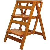 KATIEER Wooden Step Stool for Adults/Folding stools Wood Step Ladder/Lightweight Step Stool/Folding Step Stool, Portable Ladder, Anti-Slip Ladder,high Chair,Step Chair