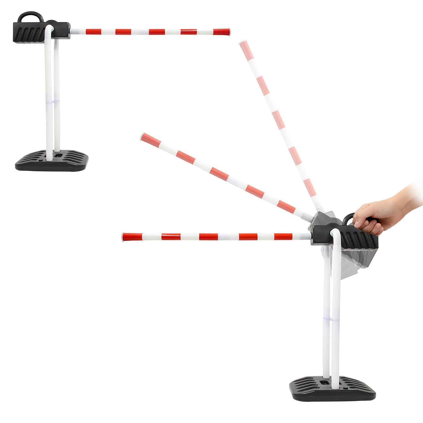 JAMARA 460491 - Traffic Barrier - 12 Piece Mechanical Barrier, Easy to Assemble with Interlocking Elements, Classic/Realistic Design, Durable Plastic, Red