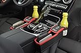 niceEshop(TM) Console Side Pocket, Leather Car Seat Gap Catcher with Coin Organizer and Cup Holder, Black and Red, 1Pcs, Left