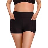 SINGNIER Women's Swim Shorts 2" High Waisted Tummy Control Bikini Swimsuit Bottoms Board Shorts Bathing Suit with Pockets